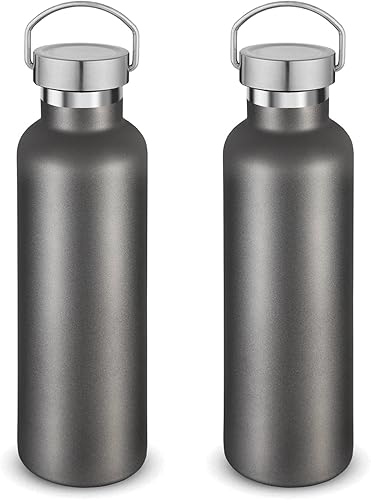 Miniatura 30 de Volhoply Botella de agua aislada de 24 onzas con boca estándar, tapa combinada de plástico y acero inoxidable, botella de agua de 304 18/8 de doble