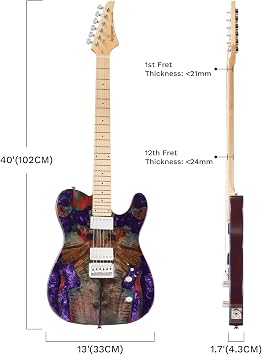 Leo Jaymz Electric Guitar, 24-Fret Maple Neck with Matte Finish, Glossy Top/Back, Dual Humbucker Pickups, 3-Way Switch, Fixed Bridge, White Brass Frets, Black Inlays(Purple)