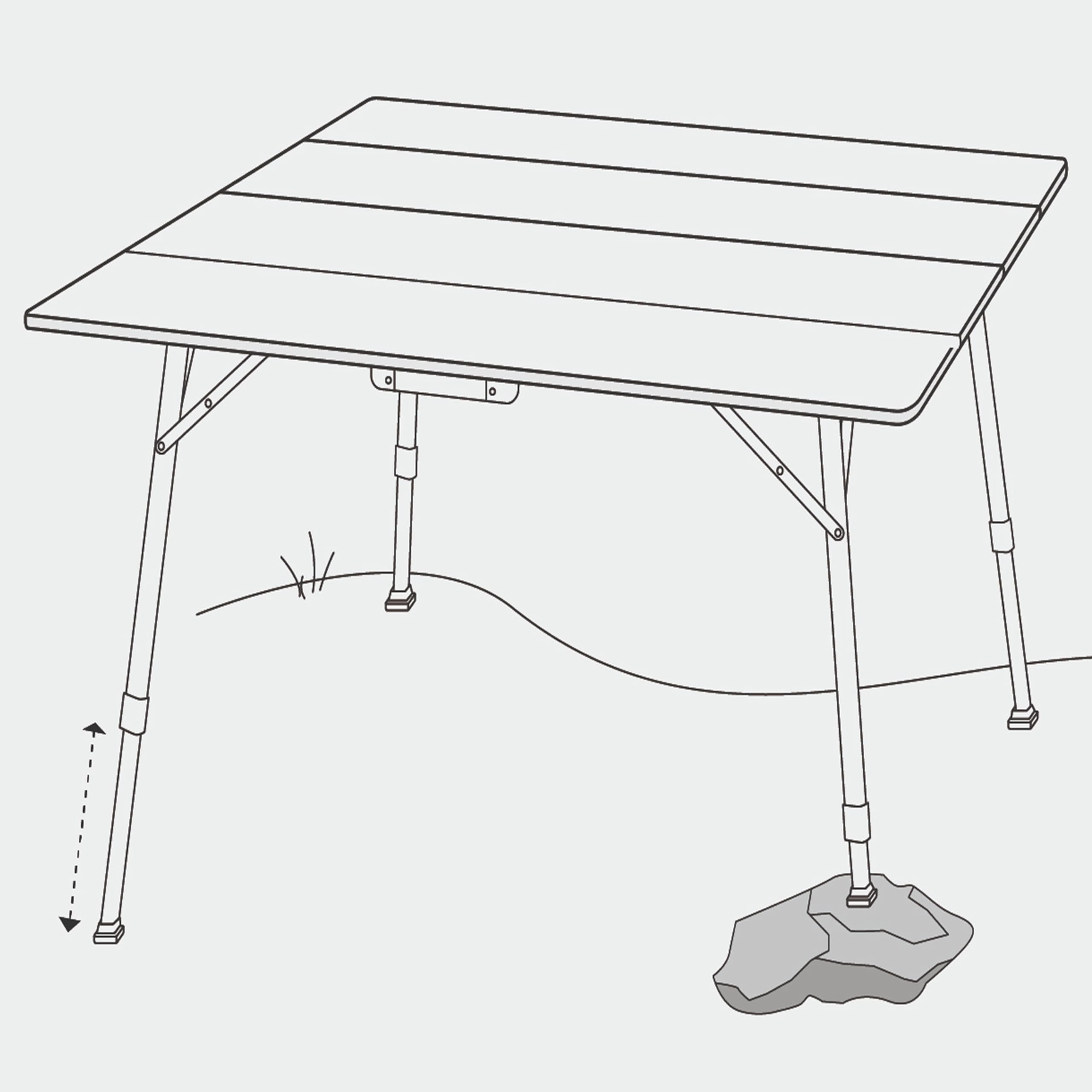 qeedo Quick Kimmy Campingtisch - klappbarer Bambus Tisch höhenverstellbar 43 bis 70 cm - Faltbarer Campingtisch mit Tragegriff & Packtasche - Stabiler Outdoor Tisch für Camping, Garten und Picknick