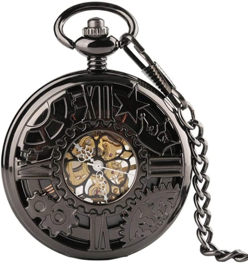Mechanical Pocket Watch Steampunk for Men Antique Bronze Roman Numerals