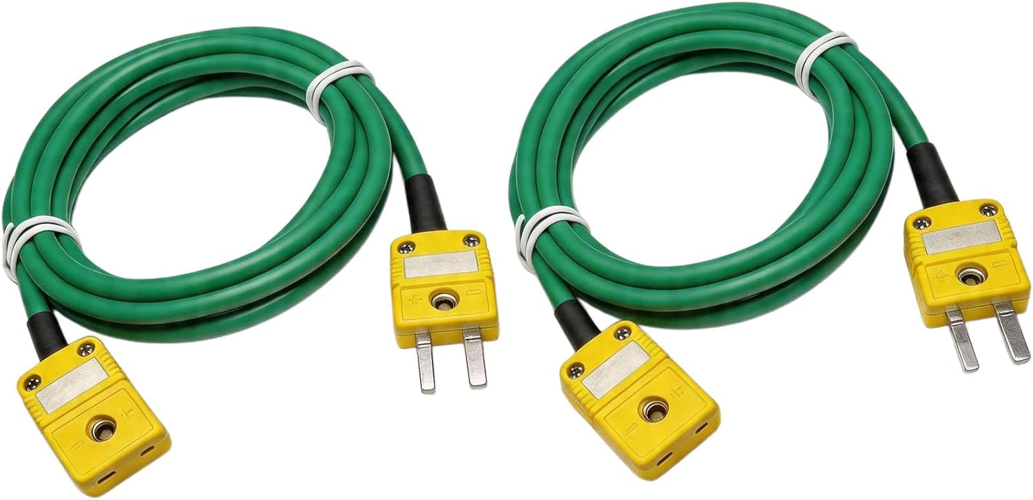 2 Pack K-Type thermocouple Extension Cable, Length 78 inches, Equipped with Type K thermocouple Connector