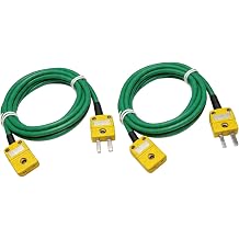 Type K Thermocouple Extension Cables 78-inch Length 2-Pack | Type K Extension Cables Temperature signals ranging from -200F to +2500F Equipped with Type K thermocouple connectors