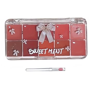 Jelly Lip Gloss Palette, 10 Colors Moisturizing Lip Palette, High-Pigmented Lipstick, Long-Lasting Gloss, Vibrant for Women and Girls