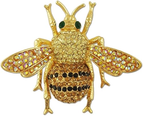 Broche chapado en oro con cristales amarillos y diseño de BEE hecho con elementos de Swarovski