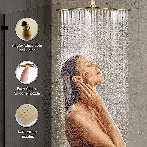 Full-Body-Rain-Shower-System-with-4-Body-Shower-Jets-12-Wall-Mount-Rainfall-Shower-Head-Handheld-DASAN-Multi-Shower-Head-System-Brushed-Gold-Rain-Shower-Faucets-sets-Combo-with-Rough-in-Valve Full Body Rain Shower System with 4 Body Shower Jets 12 Wall Mount Rainfall Shower Head Handheld DASAN Multi Shower Head System Brushed Gold Rain Shower Faucets sets Combo with Rough in Valve