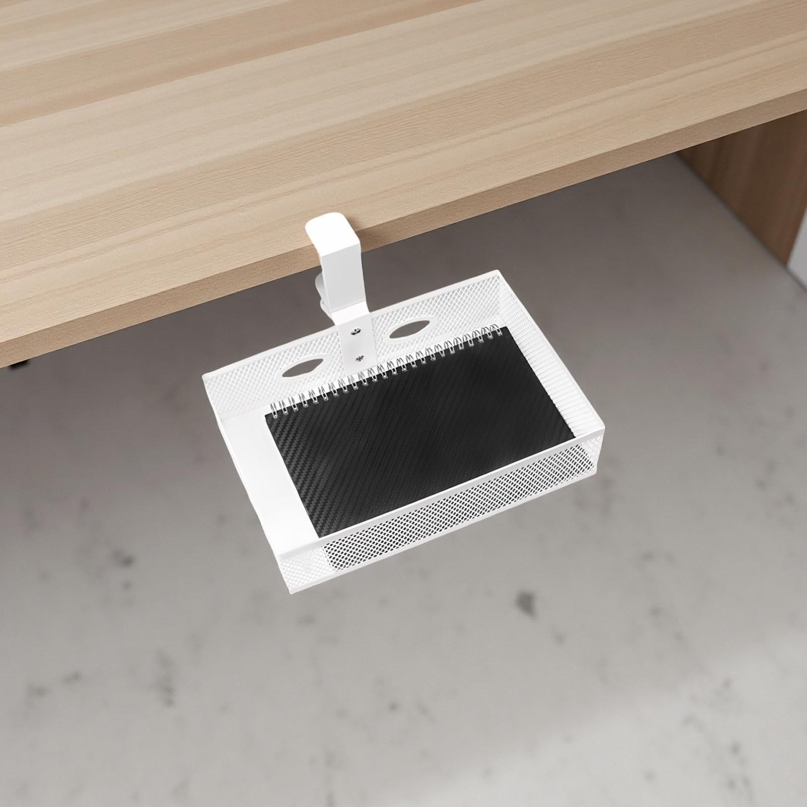 Generisch Organizer da scrivania sotto il tavolo, organizer con morsetto da 25 cm con rotazione a 360°, contenitore per forniture da ufficio, organizer da scrivania in rete metallica per scrivania