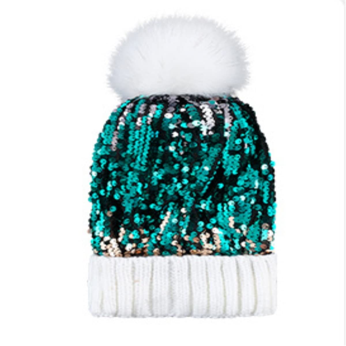 Czapka Beanie Czapka zimowa damska ciepła z brokatem cekinami dzianinowa czaszka czapka narciarska (jeden rozmiar)