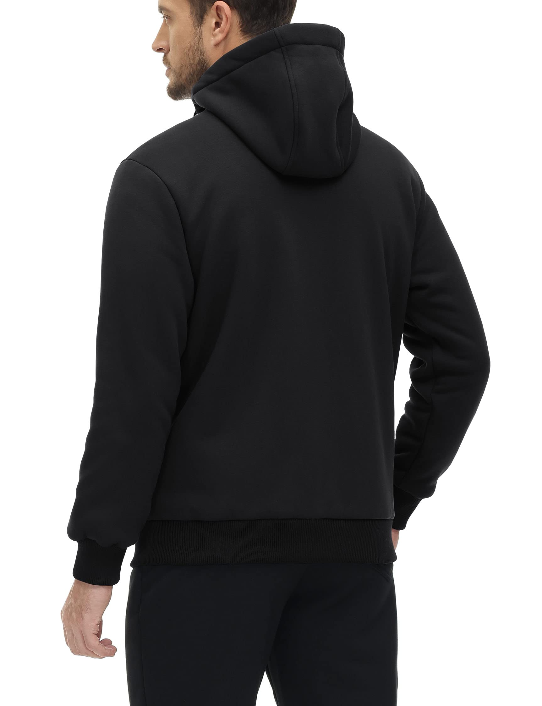 TACVASEN Vestes à Capuchon Sherpa pour Hommes Doublées de Polaire Veste Zip pour l'hiver Veste à Capuchon Chaude et Epaisse Manteau à Capuchon avec Poches