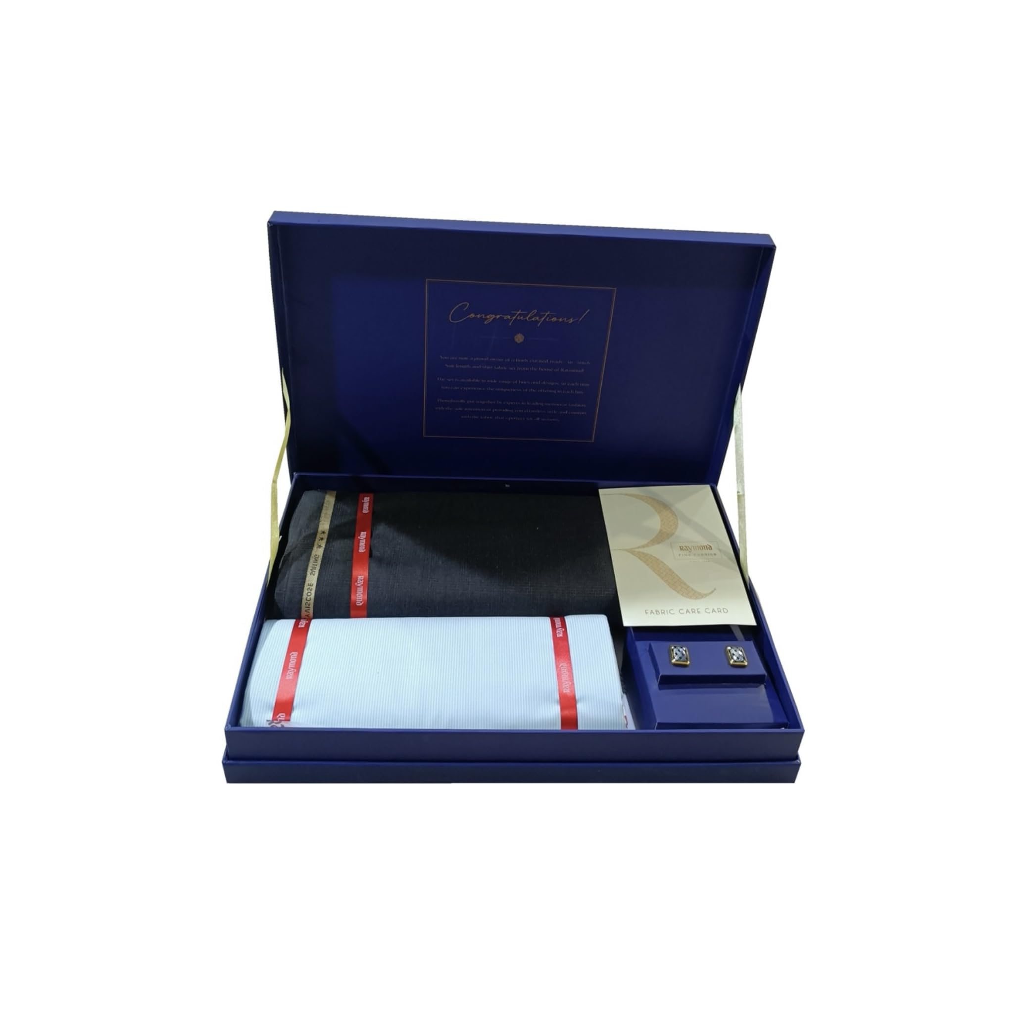 Raymond Men's Unstitched 3.25 Meters Suit Fabric Set with Cufflinks and 1.7 Meters Shirt Piece (Multicolour, All Weather Fabric,Attractive Box,Premium Fabric)