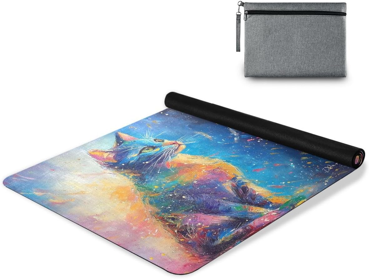 ALAZA Colorful Cats Pattern Yoga Mat Non Slip Fitness Exercise Mat, Workout Mat for Yoga, Pilates and Floor Exercises