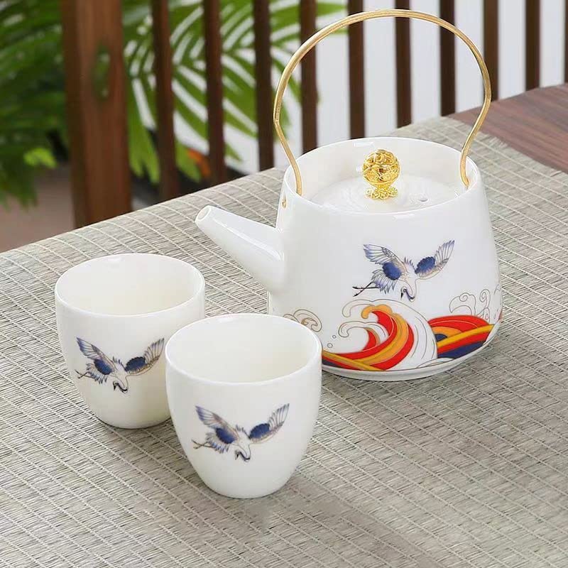Retro Ceramic Teapot Tea Set Puer Tea Pot and Cup Set Heated Kettle Teaware Teapots Chinese Mug Service Ceremony Clay Coffee Bar (Color : E)