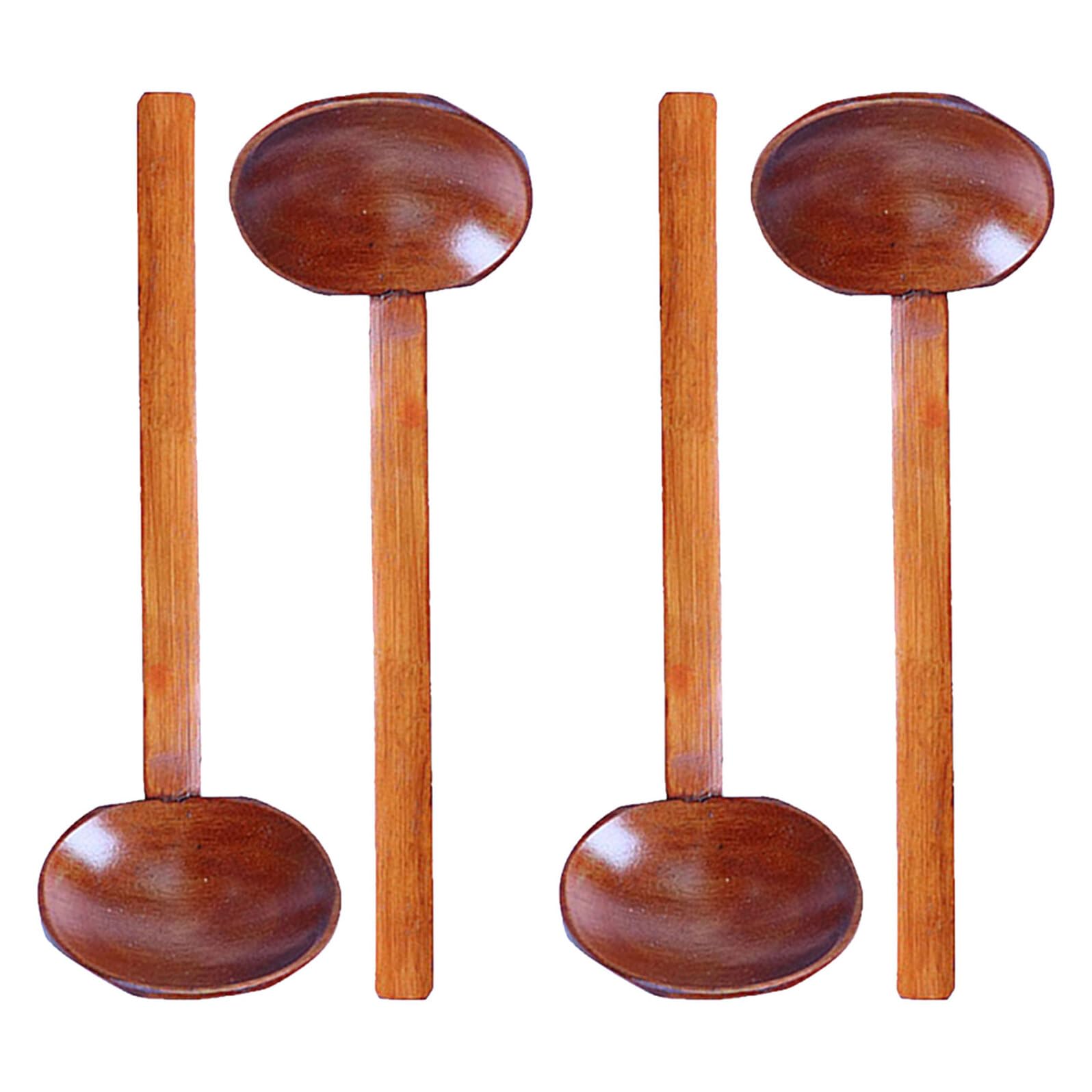 Toyvian 4 Piezas Cuchara Sopera de Madera con Mango para Comer Ramen Cucharón Japonés para Sopa Cucharas para Servir