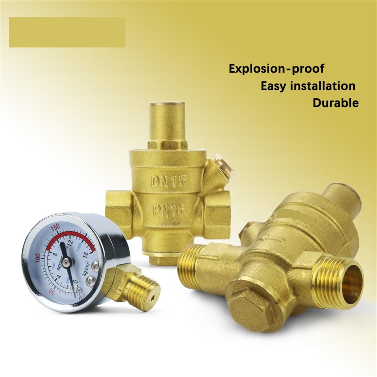 Réducteur de Pression d'Eau Professionnel Vanne de réduction de pression d'eau du robinet en laiton à filetage mâle/femelle 1/2" 3/4" 1" 2" DN15/DN20/DN32/DN50 pour Réguler La Pression(DN40 Female)