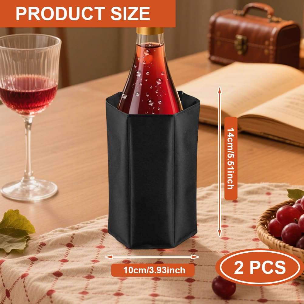 2 unidades enfriador de botellas de vino, enfriador de botellas de vino de nailon, enfriamiento largo, enfriador de champán resistente al agua, enfriador de botellas para vino, champán y bebidas