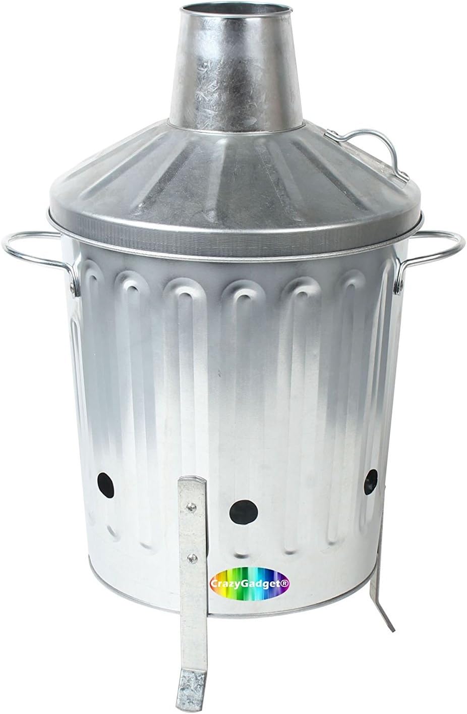 15 Litre 15L Small Garden Galvanised Metal Incinerator Fire Burning Bin for Wood Paper Leaves