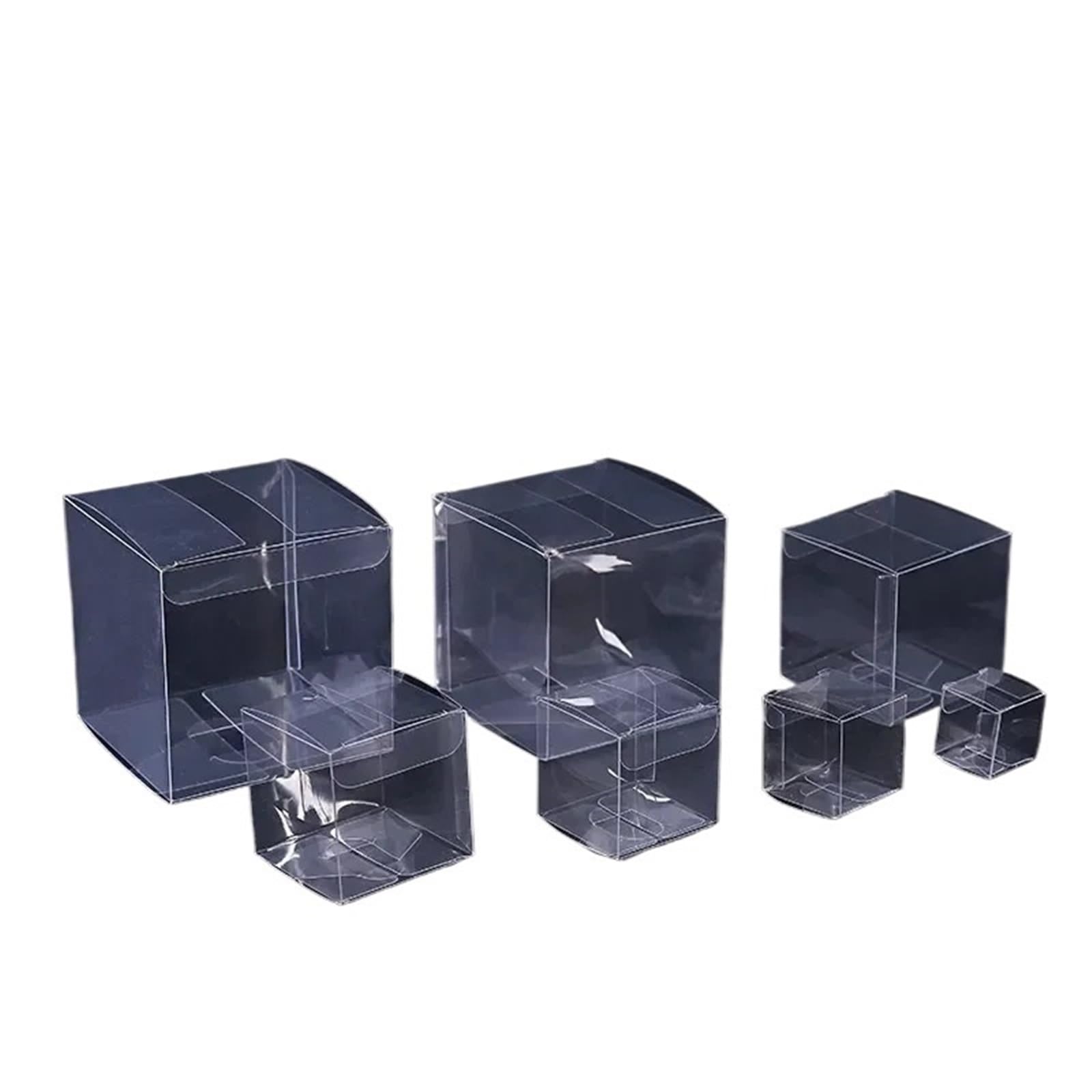 20/50 scatole quadrate trasparenti in plastica per imballaggi regalo, caramelle, scatole regalo di nozze (10 x 10 x 10 cm, 20 pezzi)