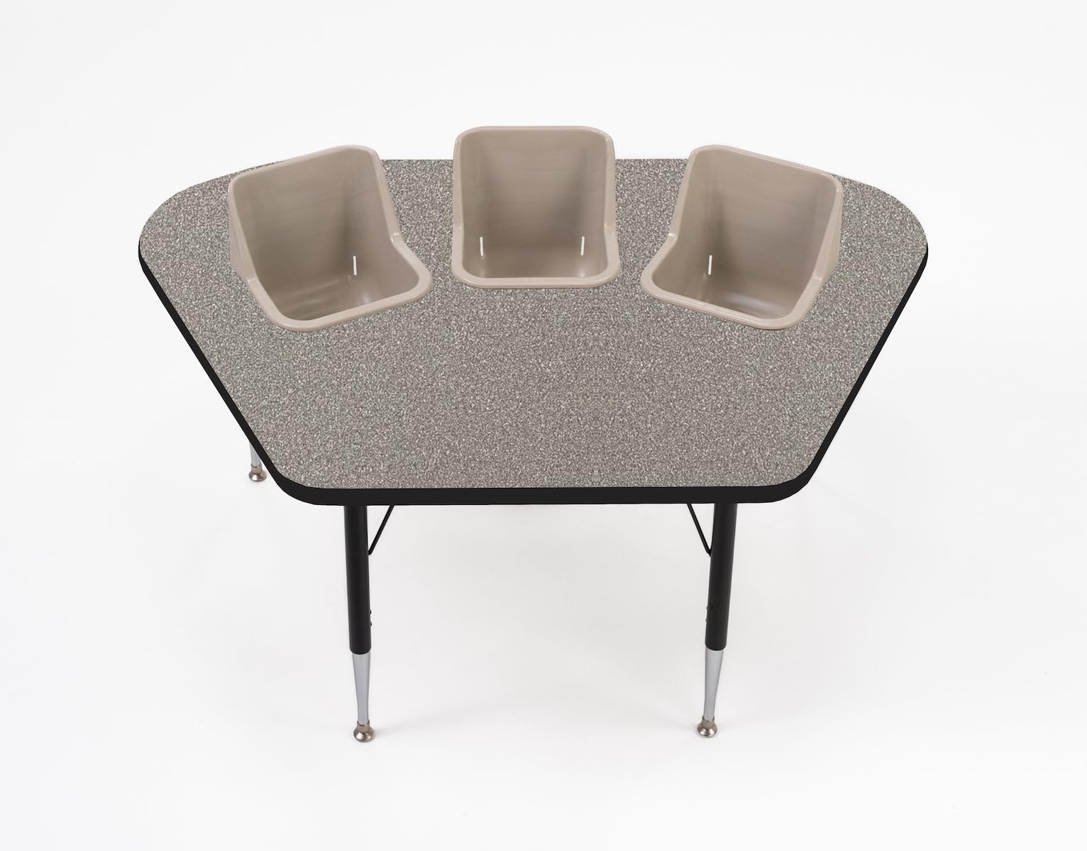 Toddler Tables 3-Seat Modular Feeding Table, Gray Glace Top, Sand Seats