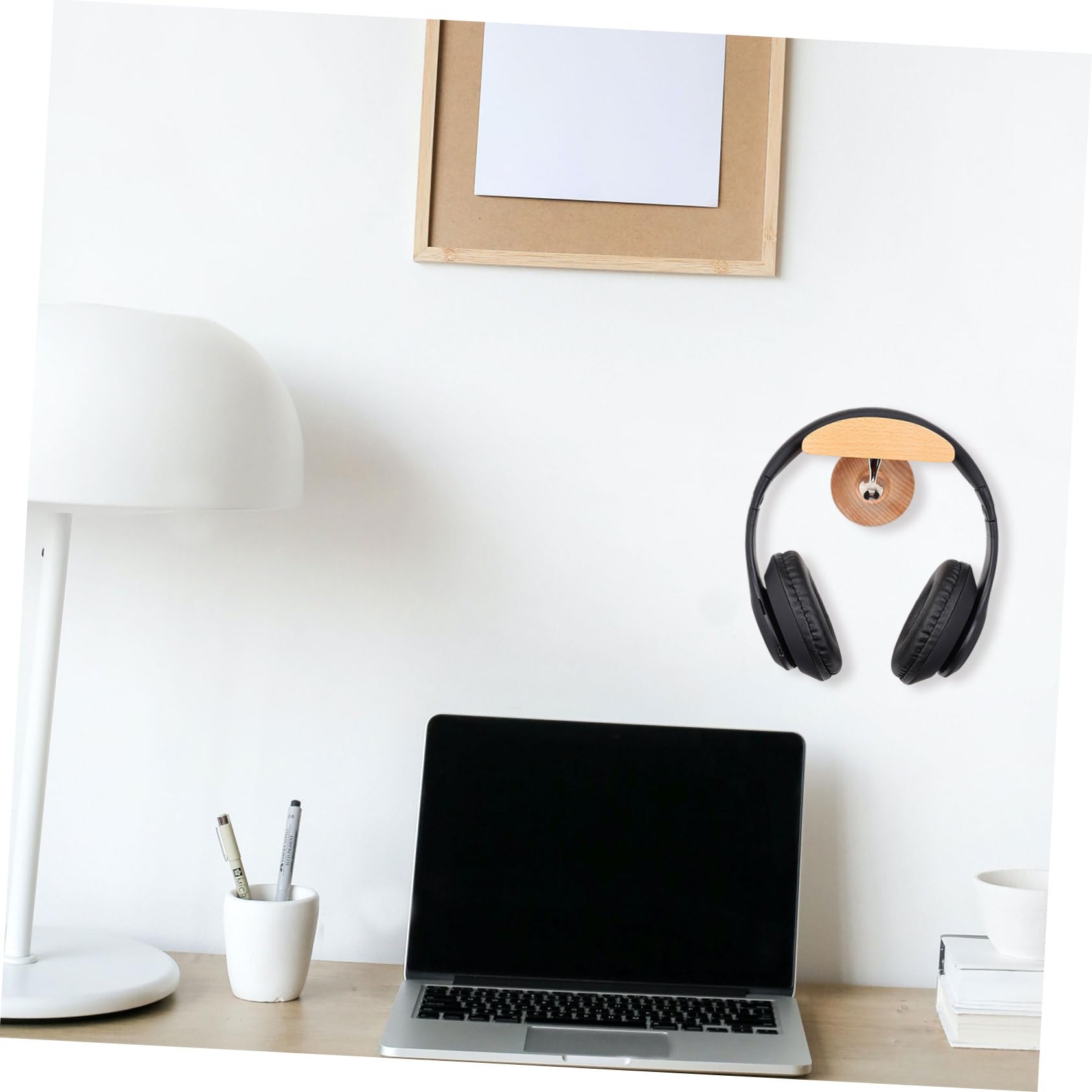 2juegos Soporte para Auriculares De Madera Natural Estante para Auriculares Soporte De Pared Sin Taladros Diseño Práctico y Duradero Color Madera