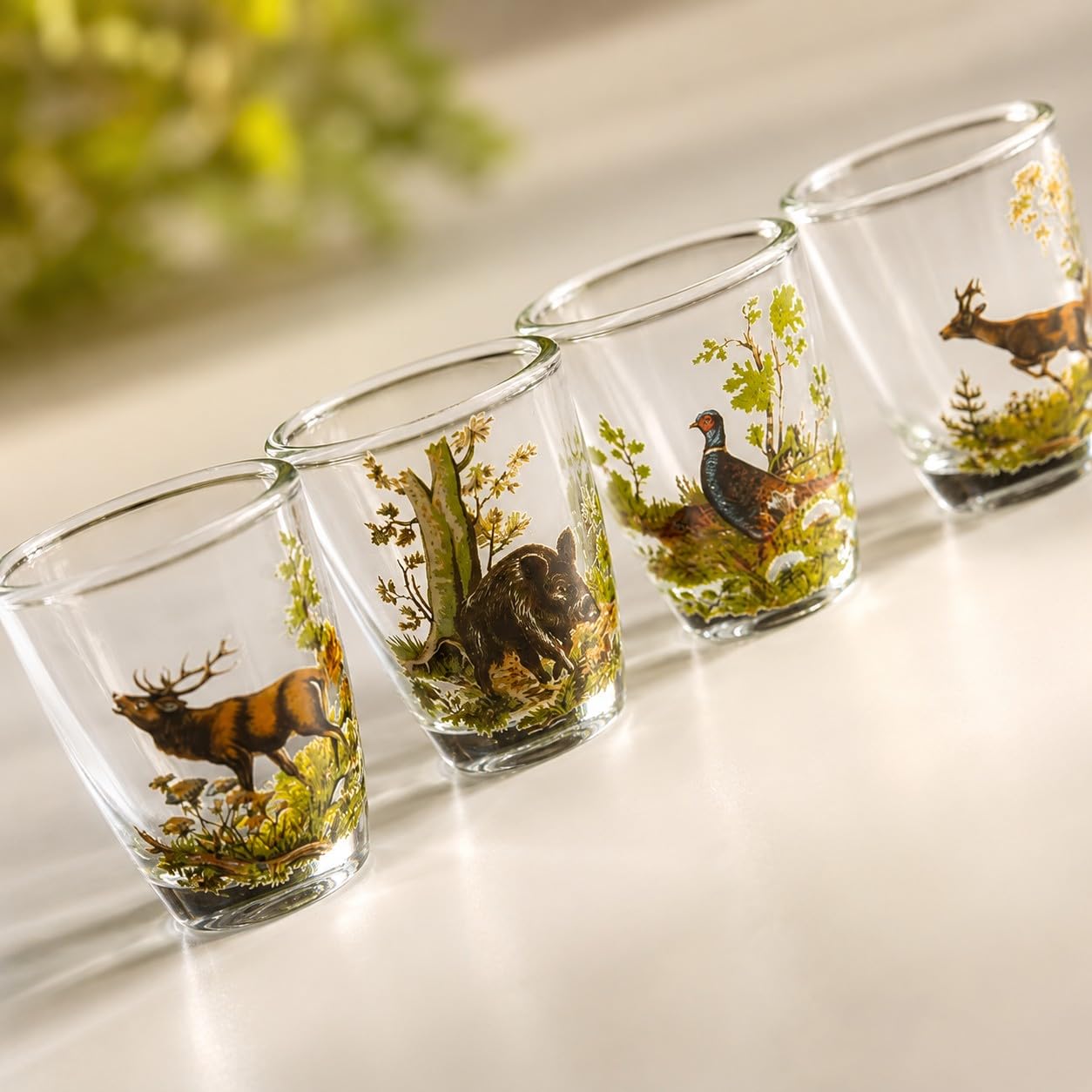 GTK - Geweihe & Trophäen KRUMHOLZ Lot de 6 verres à liqueur courts avec motif de chasse coloré 2 cl