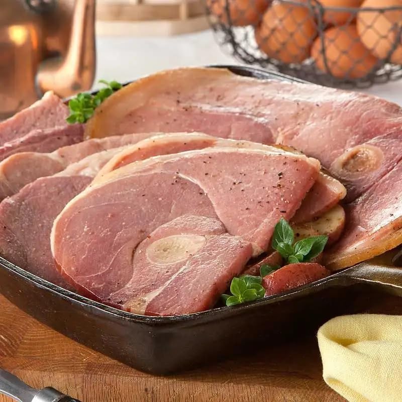 Burgers' Smokehouse Center Slice Country Ham Steaks and Dinner Cuts (Attic Aged Country Ham, Twelve 3.5 ounce dinner cuts)