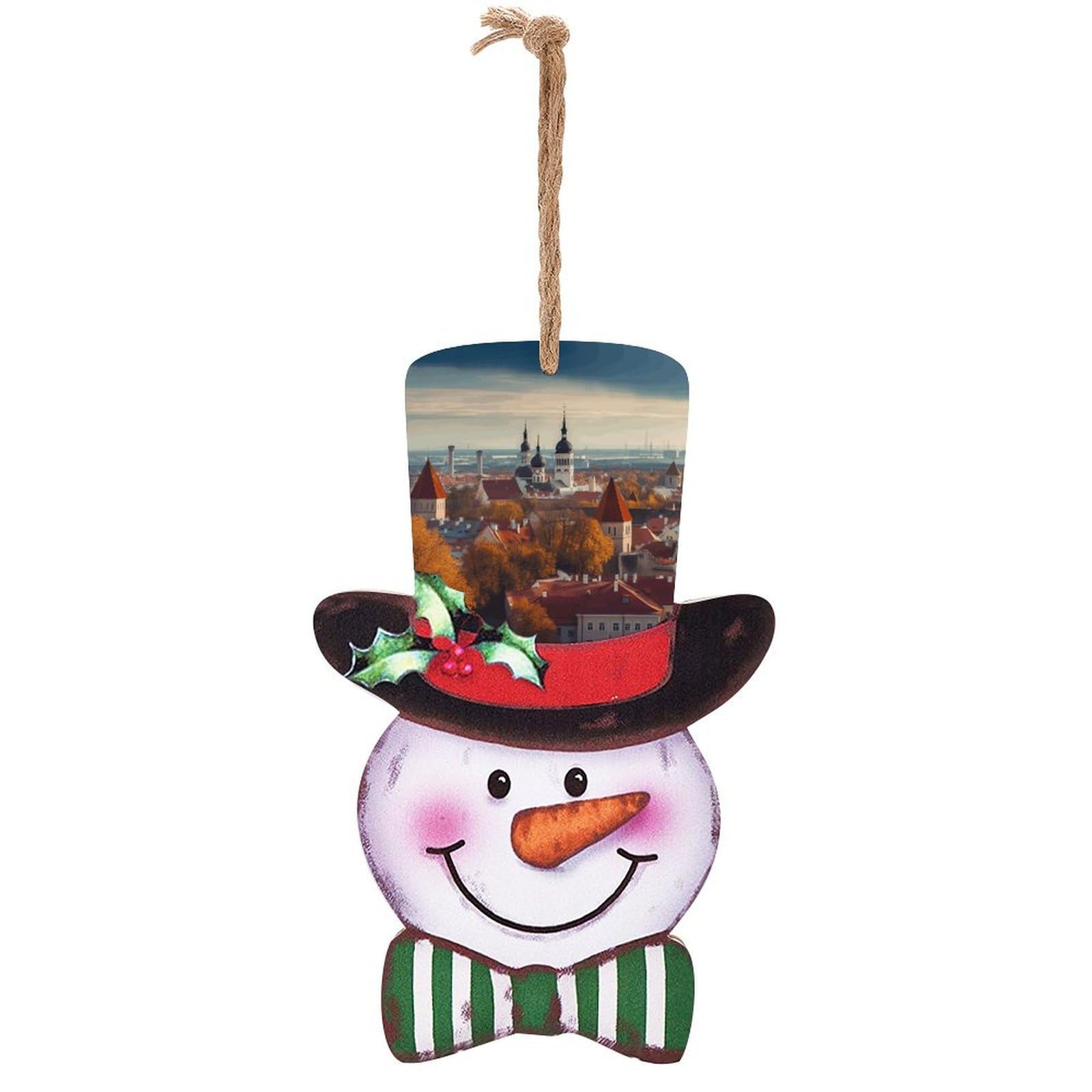 Panneau paysage urbain Tallinn Estonie en bois déco de Noël