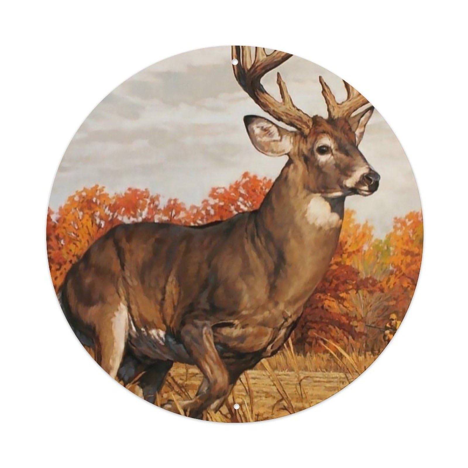 Animal Artwork Deer in The Grass Vintage Metal Tin Sign Plaque Wall Decor for Cafe, Club Bar, Office, Garden Metal Poster 8x8Inch