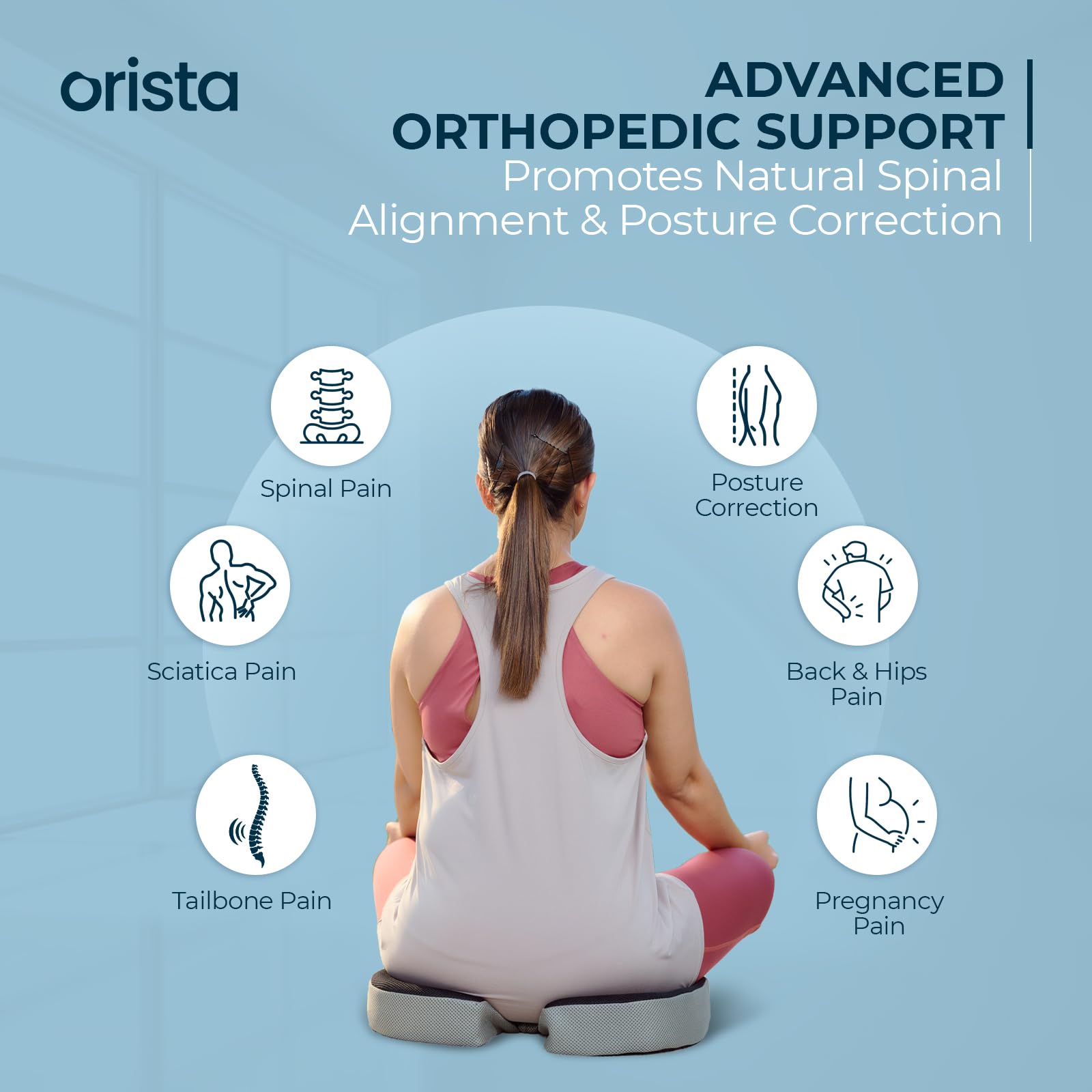 Orista™ Advance Gel Blended Memory Foam Seat Cushion | 2 Years Warranty | Cushion for Tailbone, Sciatica & Lower Back Pain Relief | Ergonomic Seat Cushion for Office Chair, Car Seat & Wheelchair - Image 4 thumbnail