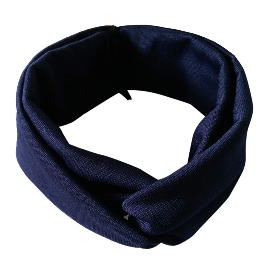 Bylater Sweet Candy Colored Headband for Children Elastic Headwrap Hairband Turban Head Scarf Bandana Hair Accessories(Navy)