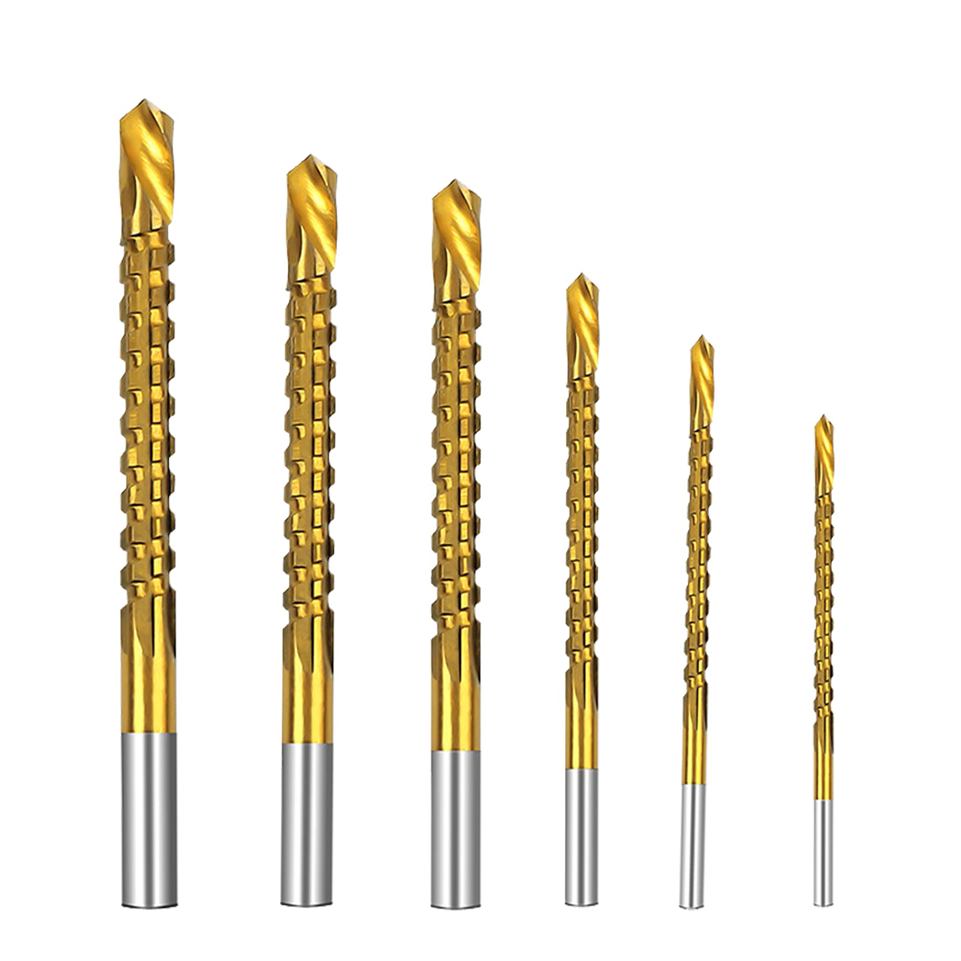 6 Pieces Serrated Drill Bit Set, 3-8mm Twist Drill Bit Carpenter Hacksaw Drill Bit Household Metal Woodworking Reaming Slot Tool