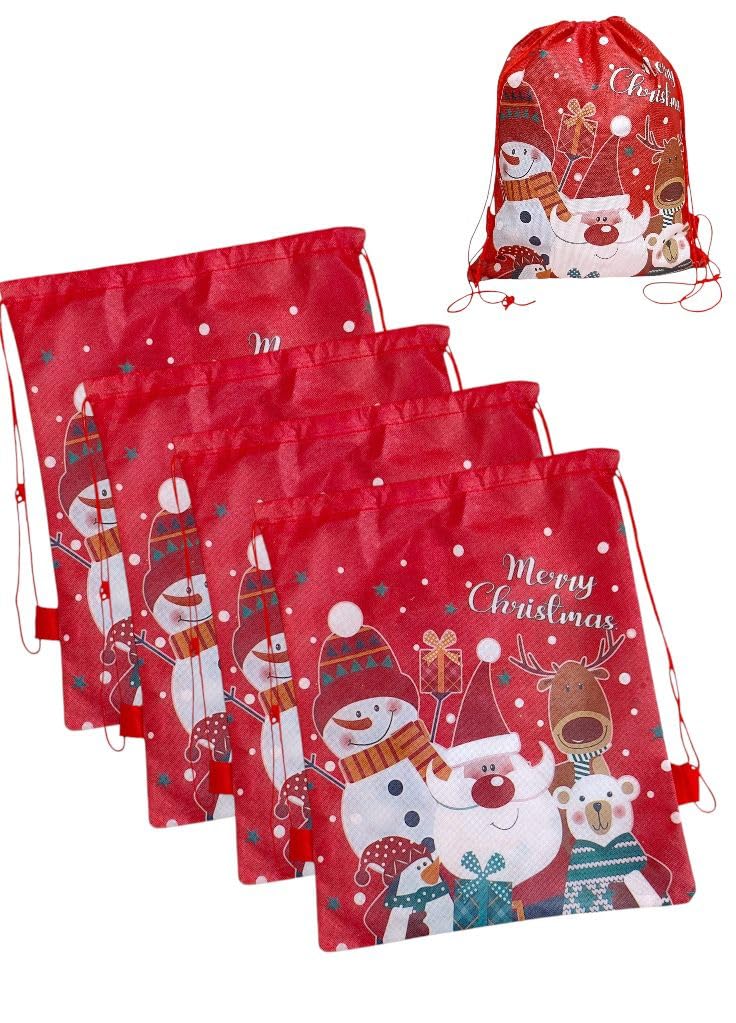 AMANVANI Christmas Candy Gift Cookie Bags Drawstring Bags Xmas Treat Bag, Santa Claus Bag Potli for Gift, Drawstring Bag, Birthday Return Gift Bag for Boys and Girls (10pcs)-image-18
