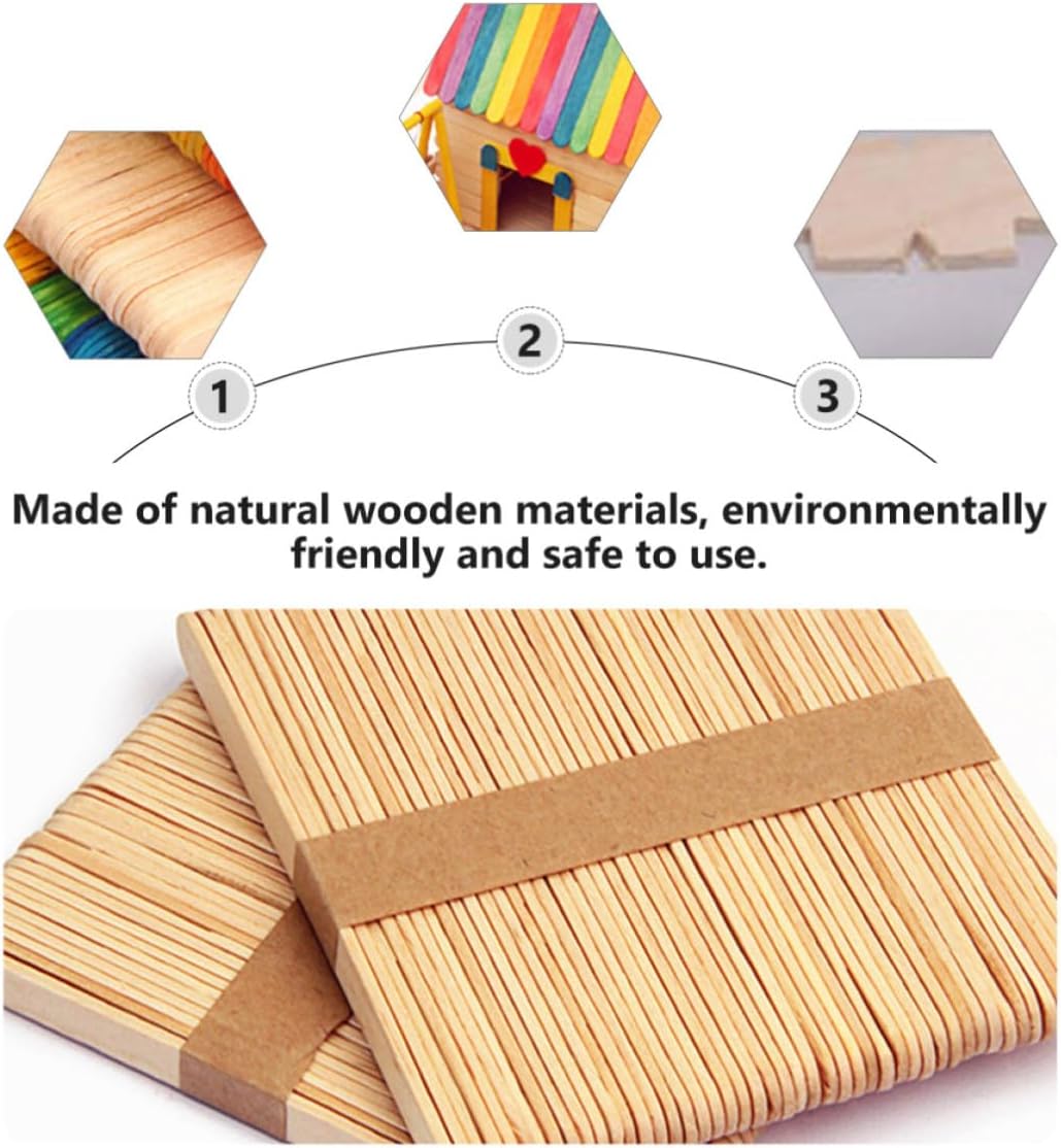 250pcs Wood Craft Sticks for Students and Teachers, Beige, 5 Bundles