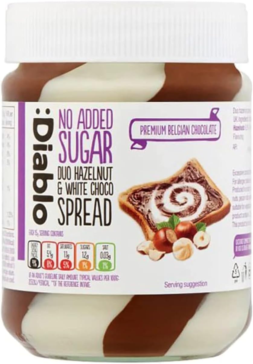 Diablo Hazelnut & White Choco Spread, No Added Sugar, 350g