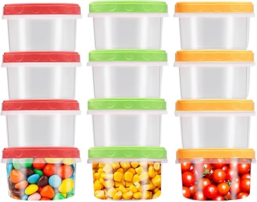 Recipientes de plástico pequeños de 8 onzas líquidas con tapa de rosca para alimentos, niños, almuerzo, aperitivos, taza de limo, bloquea la