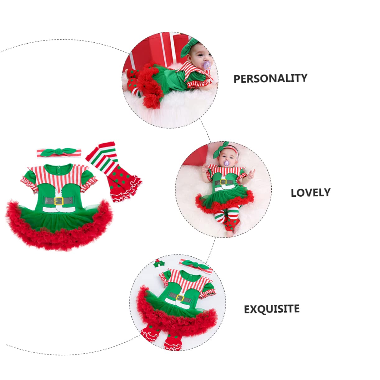 GALPADA 1 Set Vestito Del Bambino Elfo Di Natale Pigiama Costumi Per Le Ragazze Fasce Per I Più Piccoli Vestiti Per Ragazze Tutu Delle Bambino Vestito Di Natale Forniture Di