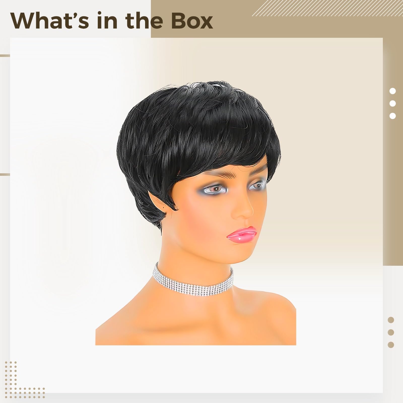 Schwarze Pixie-Perücke, kurze Pixie-Cut-Perücke mit Pony, hitzebeständige synthetische Fasern, atmungsaktive Kappe, 15,2 cm Länge, natürlicher Look, vielseitig frisierbar