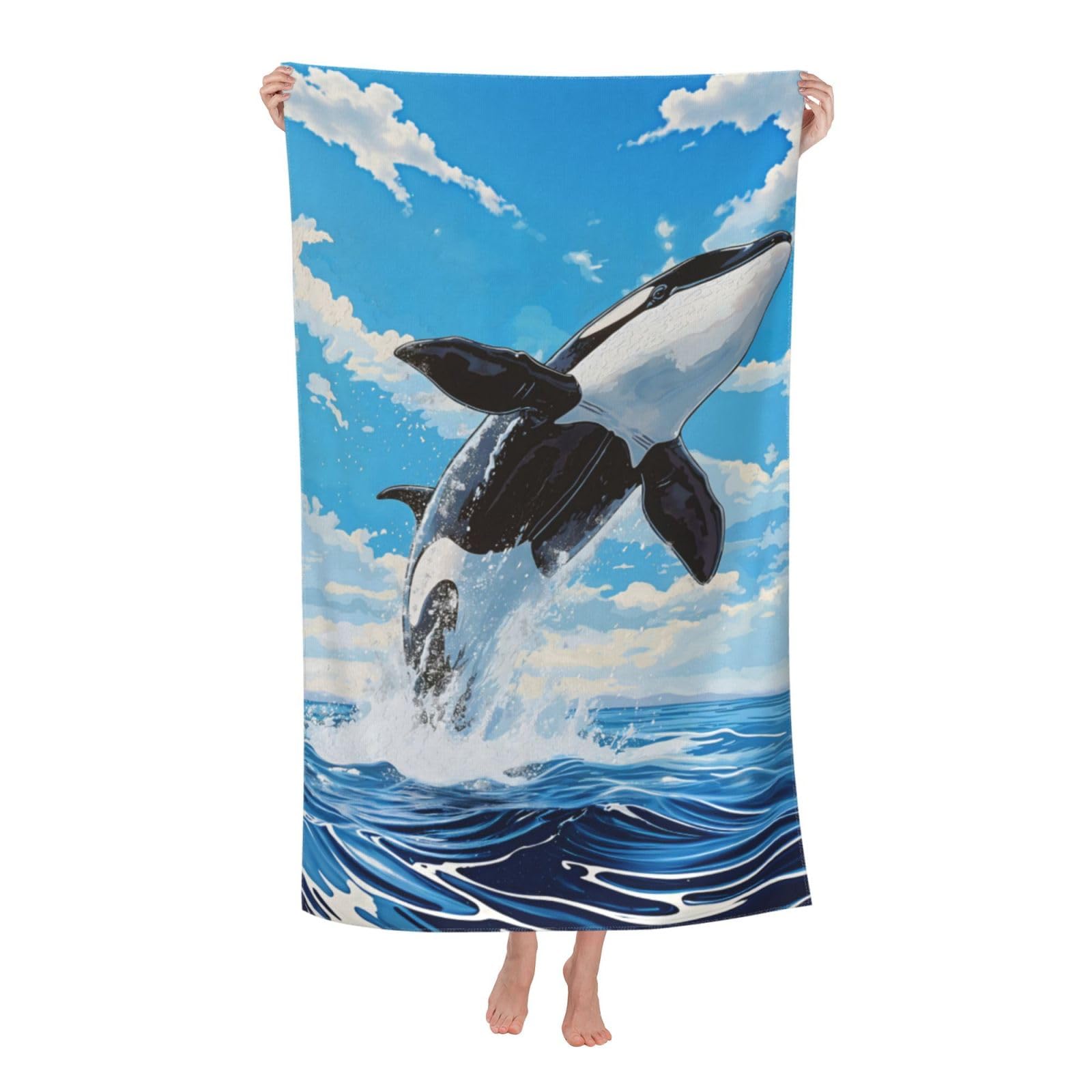HLBSDM Orca Ocean Beach Towel 31inx51in Sea Animal Sand Free Microfiber Bath Towel Ultra Soft Quick Dry Pool Towel Absorbent Towel Lightweight Towel for Swimming Bathroom Decor