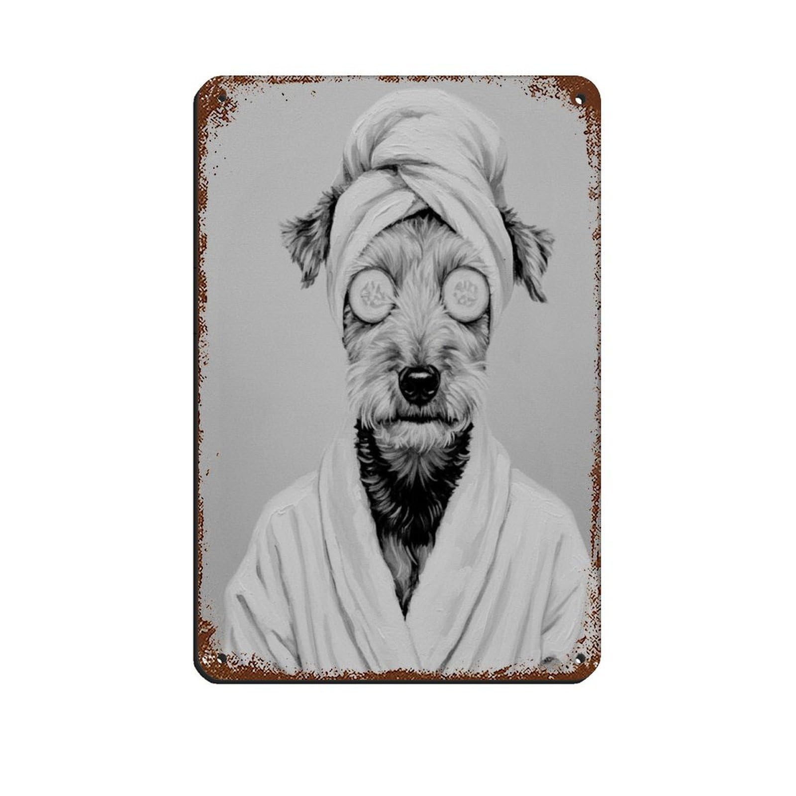 Bathroom Spa Welsh Terrier Décor Art Retro Poster Metal Tin Sign Chic Art Retro Iron Painting Bar People Cave Cafe Family Garage Poster Wall Decoration 8x12inch(20x30cm)