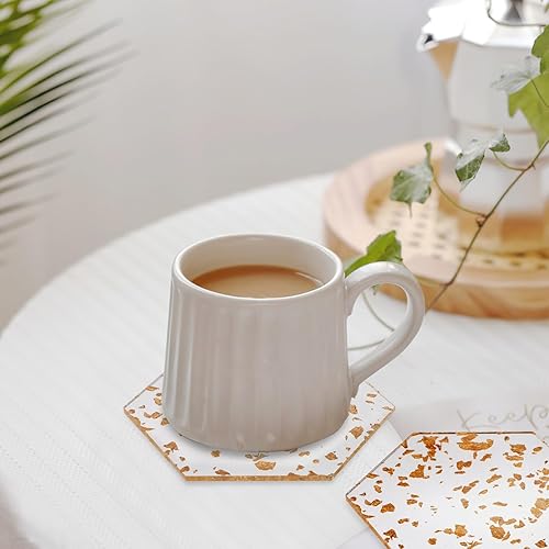 Miniatura 7 de Luxshiny 6 posavasos acrílicos de lámina dorada con soporte, posavasos para tazas, tazones, teteras, juego de posavasos para protección de mesa,