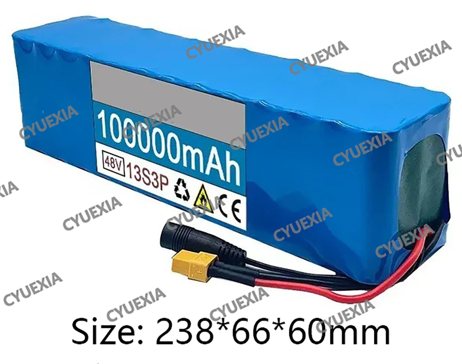 Batteria Ebike 48V 100Ah Batteria Per Bicicletta Elettrica Incorporata BMS 48V 13S3P Batteria Impermeabile PVC 48V 100Ah,T