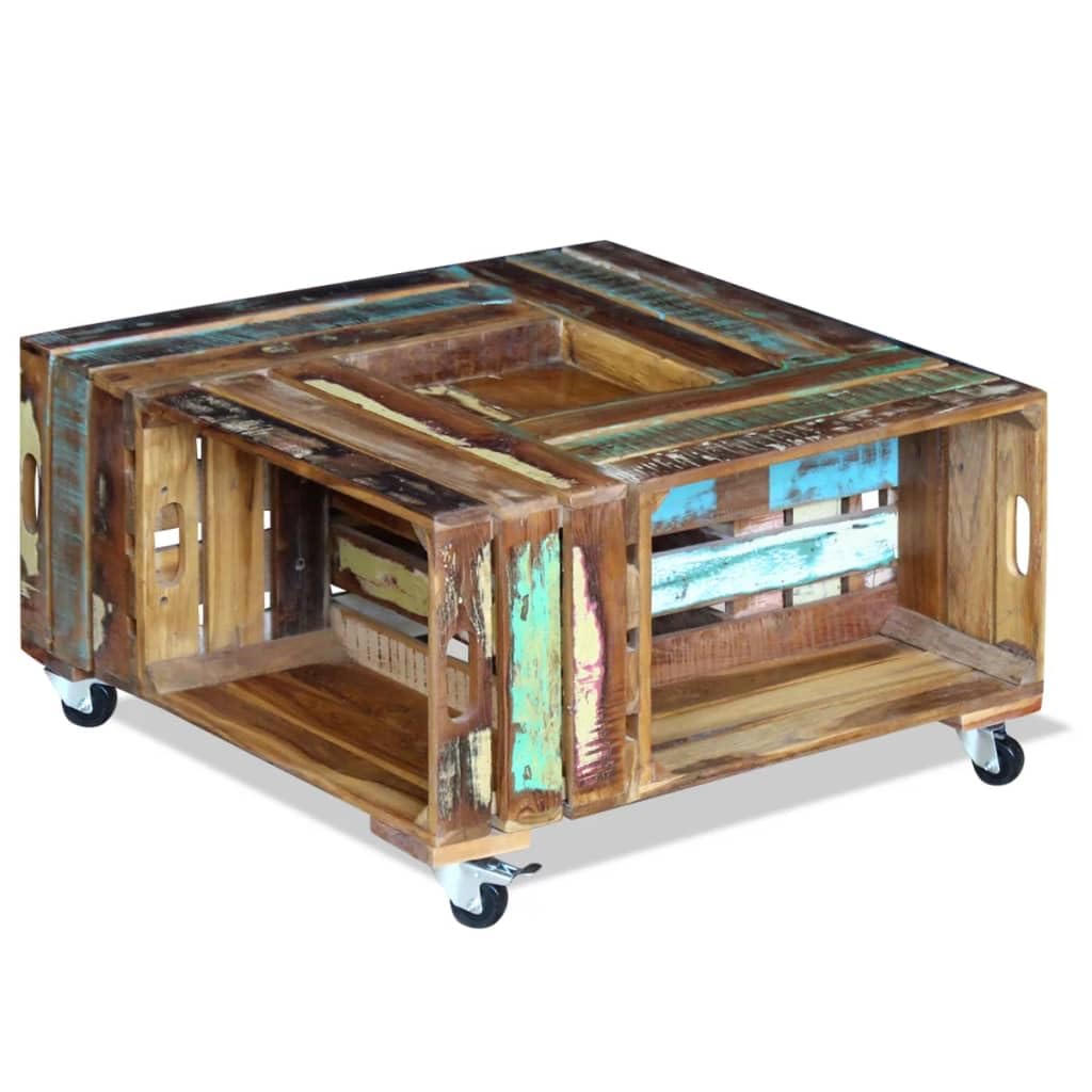 Table basse en bois recyclé massif durable pour le salon