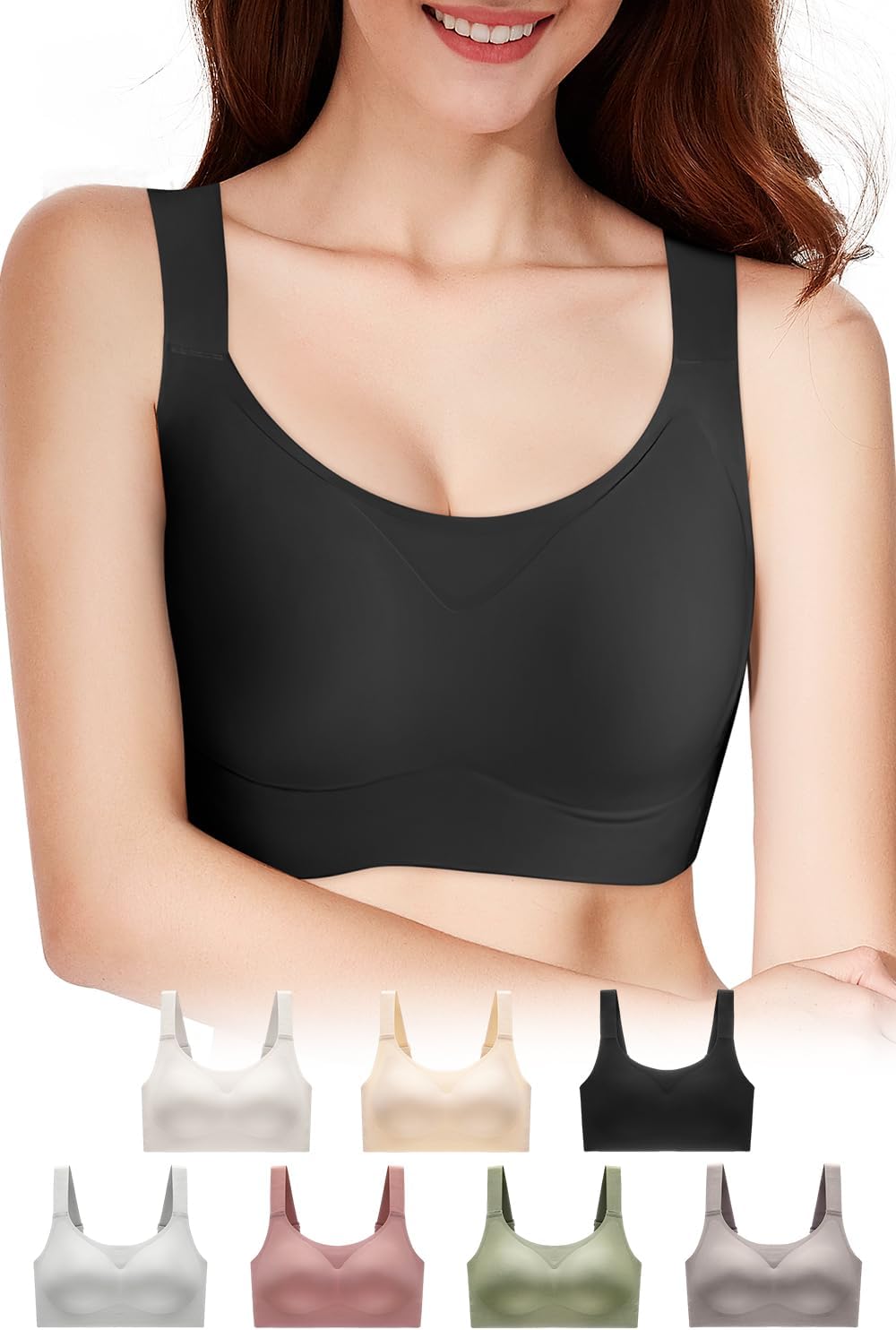 [veimia] ナイトブラ ワイヤレスブラ 胸を小さく見せるブラ スポーツブラ ノンワイヤーブラ 大きいサイズ 垂れた胸補正ブラ ブラジャー 脇高 通気性 揺れ軽減･見痩せ･ホールド力 シームレスブラ