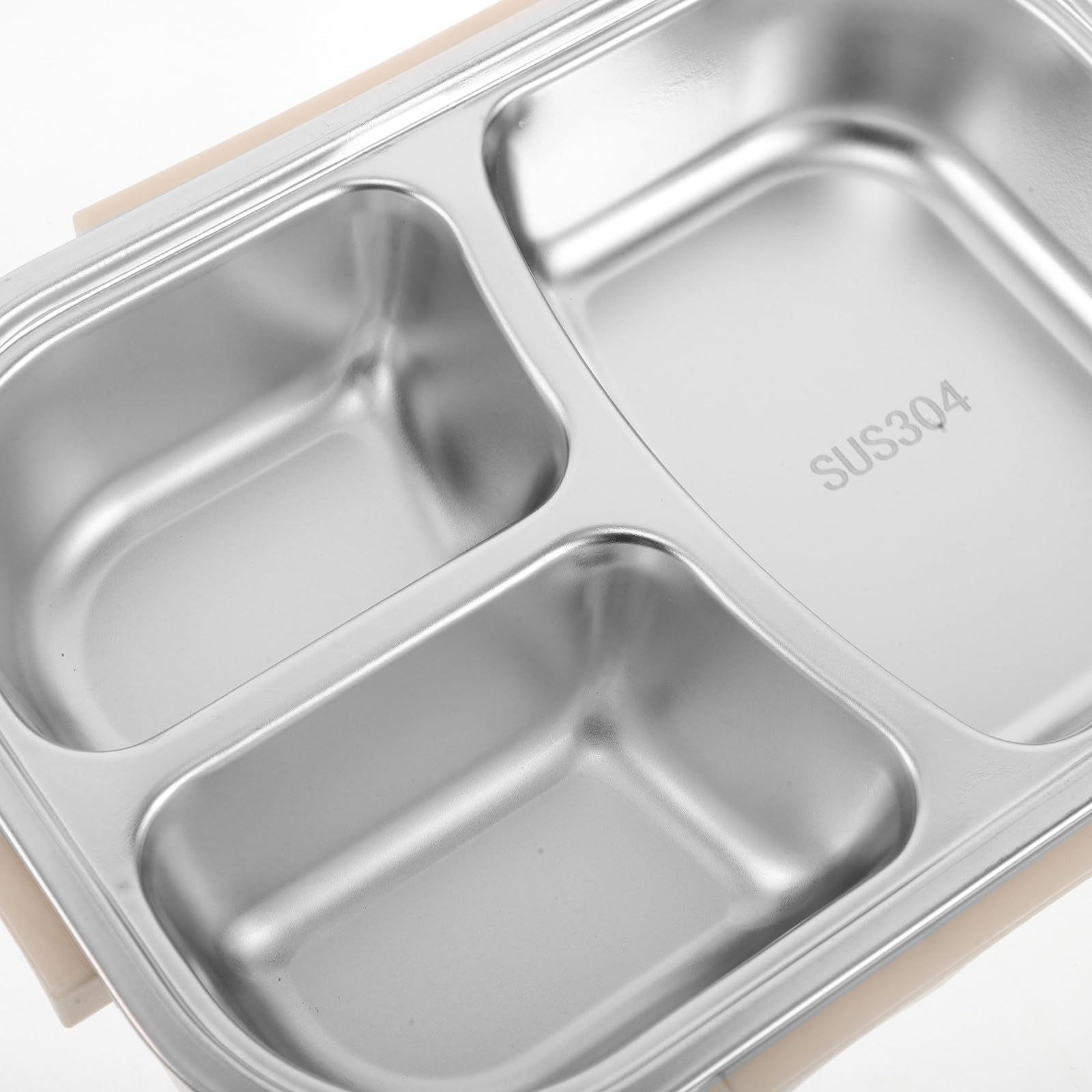 Alipis Auslaufsichere Bento Lunchbox aus Edelstahl mit 3 Fächern | Beige, 1 Satz, Pp Details, Inklusive Stäbchen, Löffel und Suppenschüssel