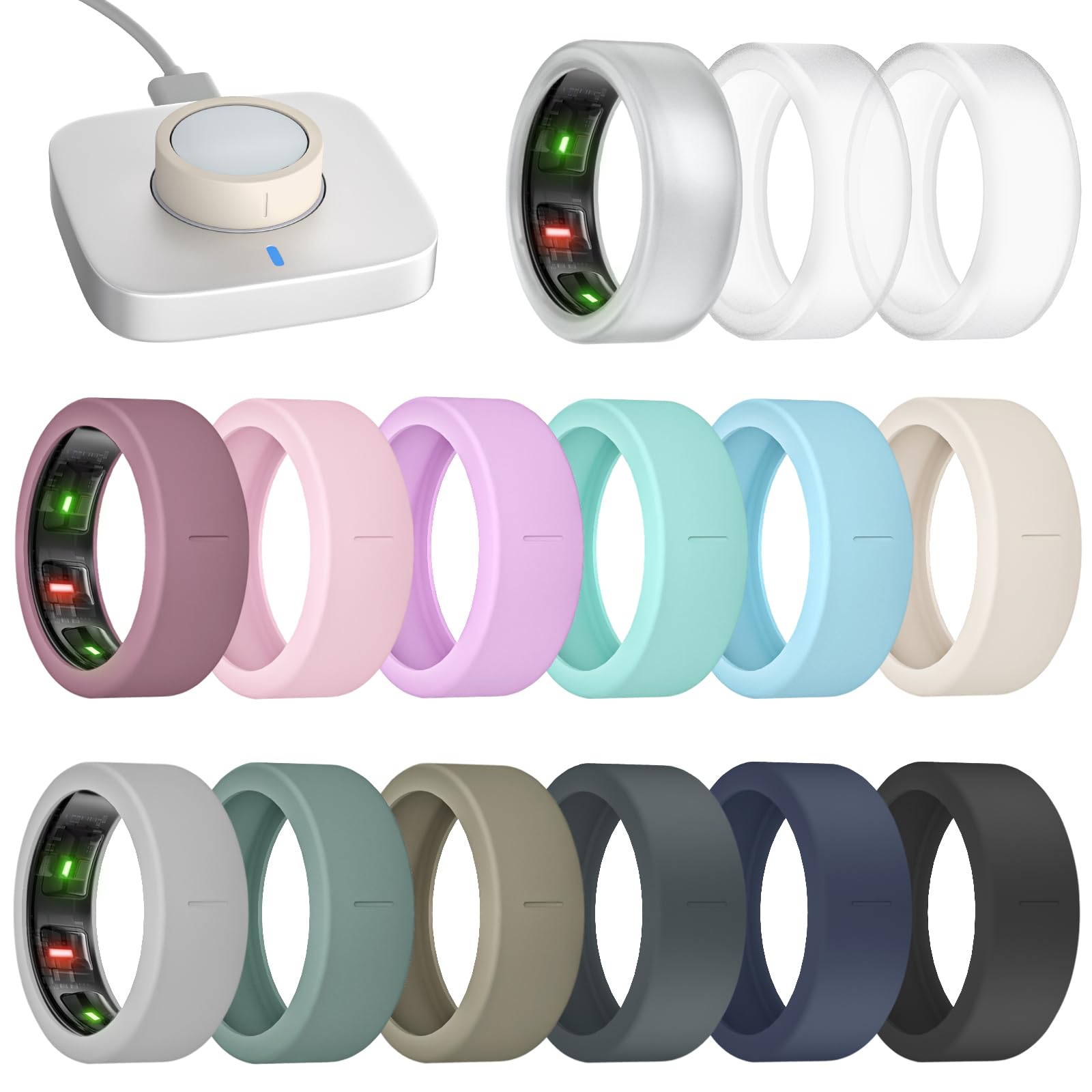 15 Pack Ultra-Thin Ring Covers Compatible with Oura Ring Gen 4/3 Cover, Anti-Scratch Silicone Protector Accessories for Women Men (15 Pack - Set 10, S for 6/7/8/9/10)-picture-25