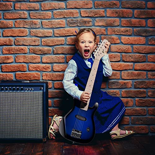 winzz egm100 30 inches real kids electric guitar with beginner kit right handed blueburst