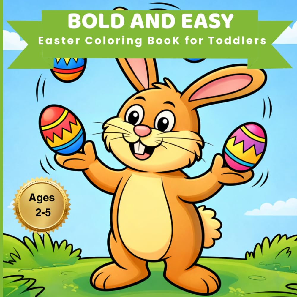 Bold and Easy Easter Coloring Book for Toddlers: Cute Bunnies, Eggs, Chicks & Spring Fun