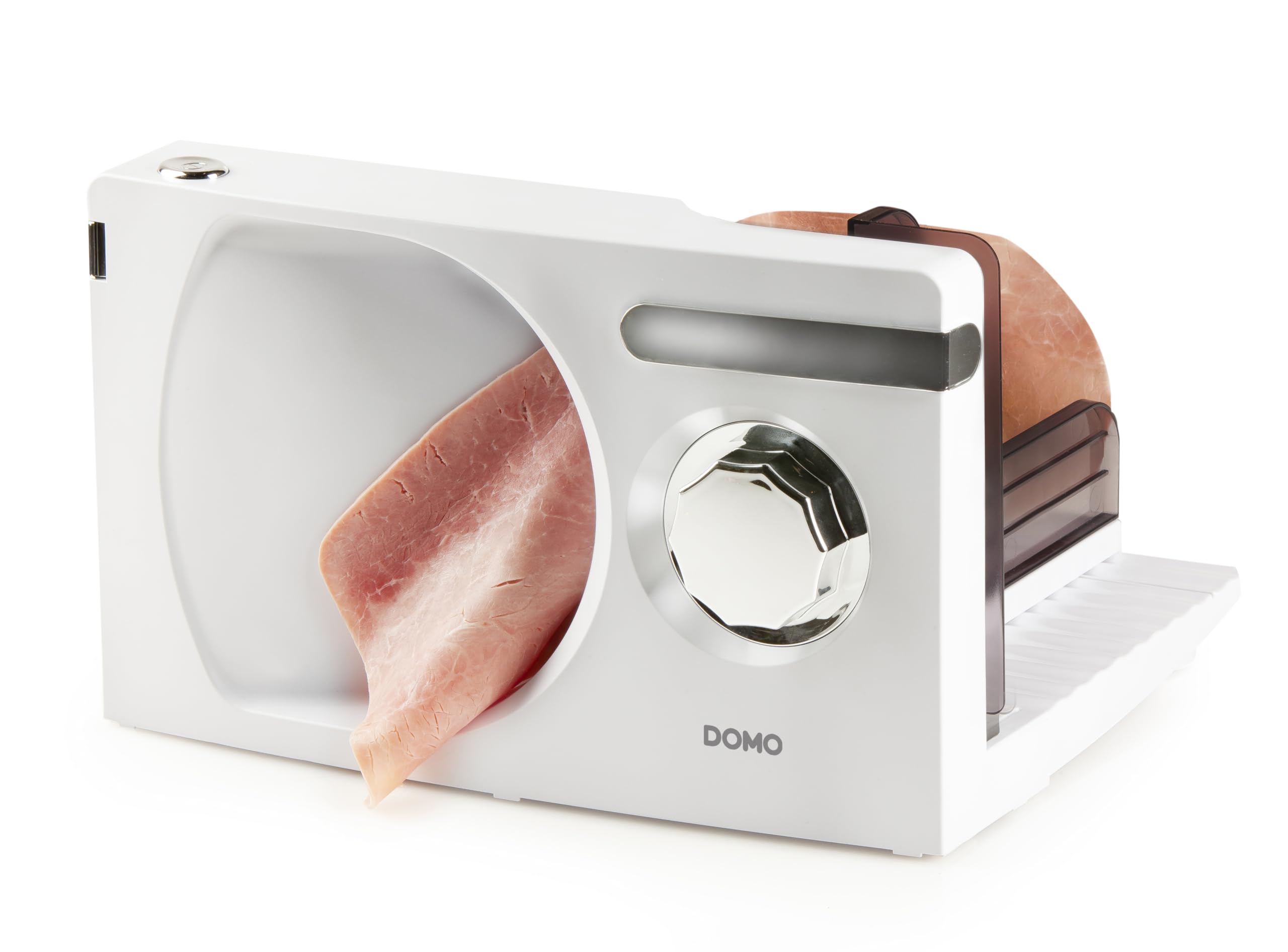 DOMO DO523S Trancheuse Electrique Ø 17 cm - 0 à 15 mm - Moteur silencieux DC de 120 W - Blanc