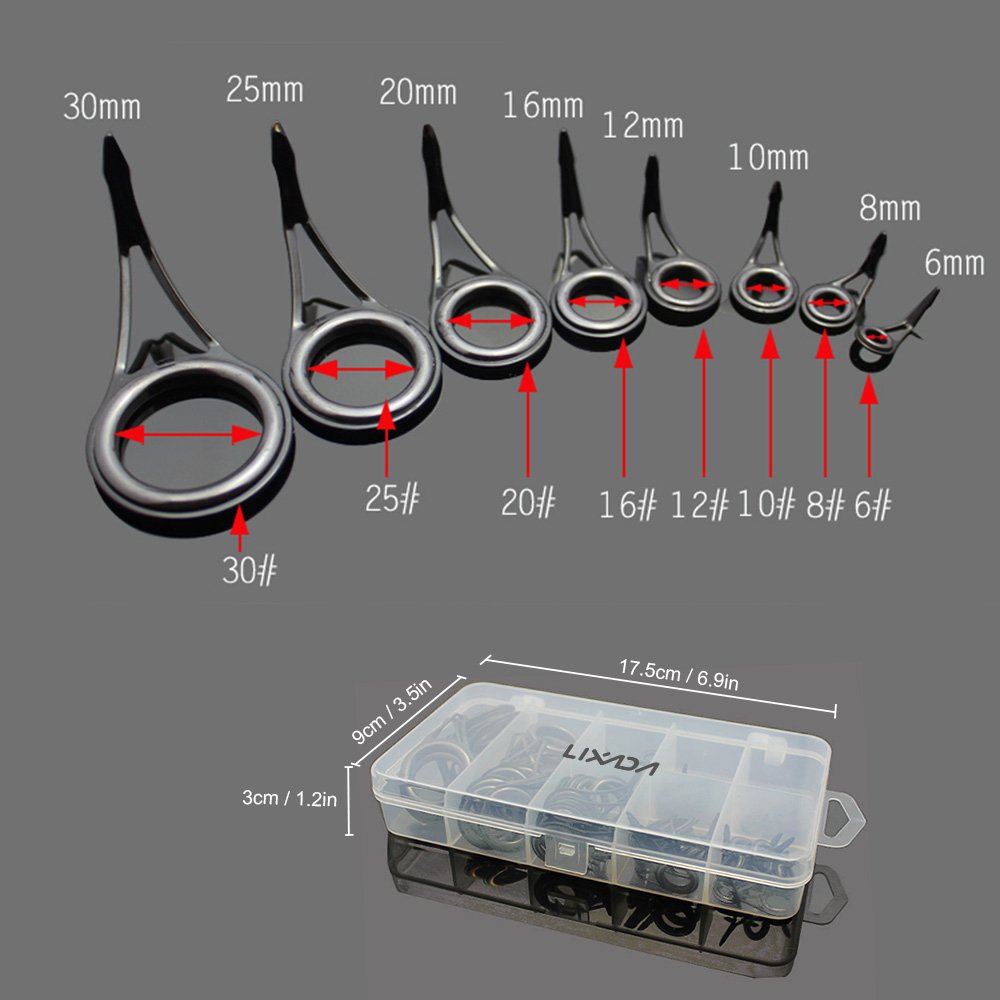 Docooler 75PCS varie misure canna da pesca guide punte linea di pesca spinning guide occhi anelli tip top kit di riparazione set