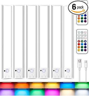 Under Cabinet Lighting, 96-LED RGB Under Counter Lights for Kitchen, 6 Pack