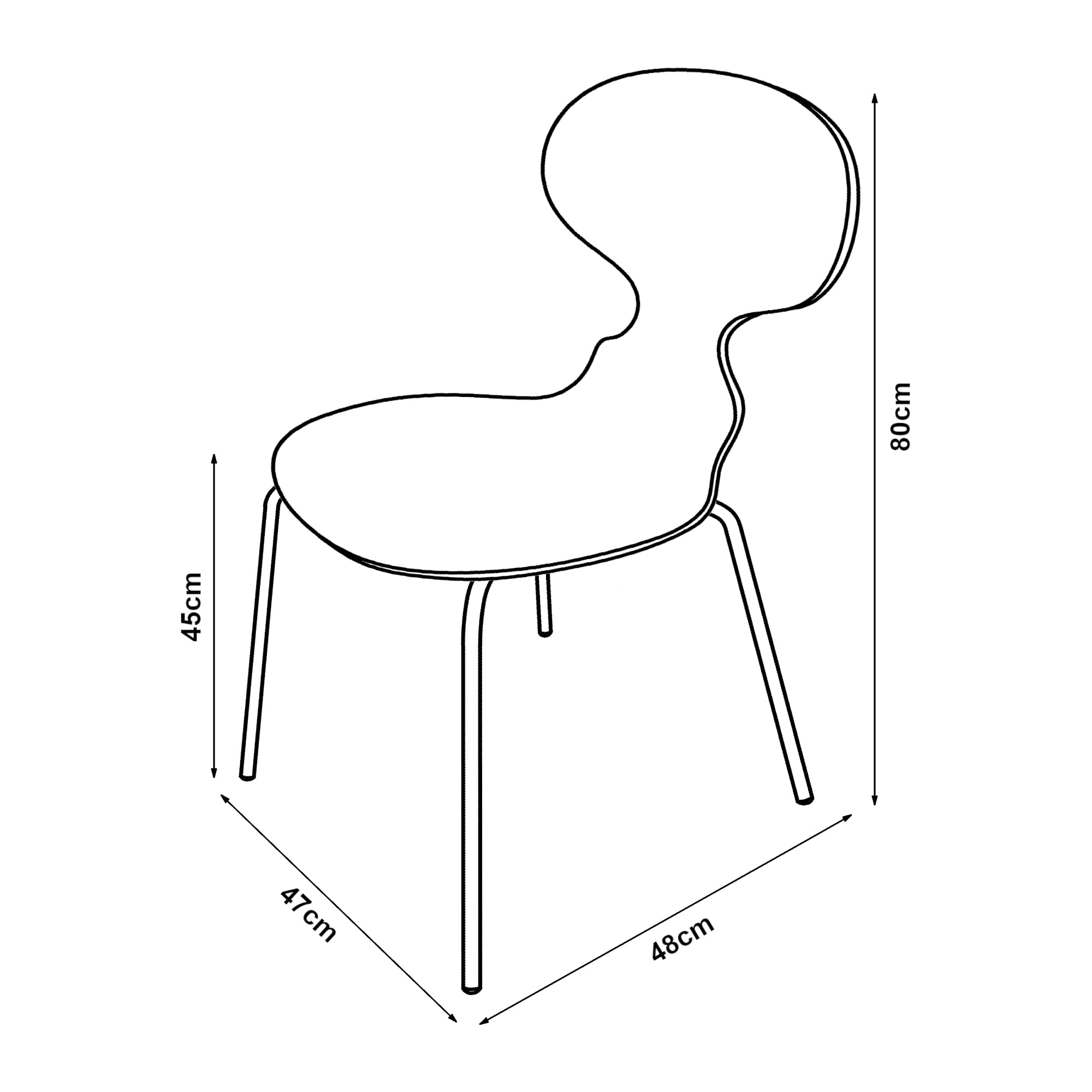 [en.casa] Esszimmerstühle 4er Set Kil Stühle für Esszimmer 80 x 47 x 48 cm Essstühle Küchenstühle Stapelstuhl Holz Metallbeine Weiß