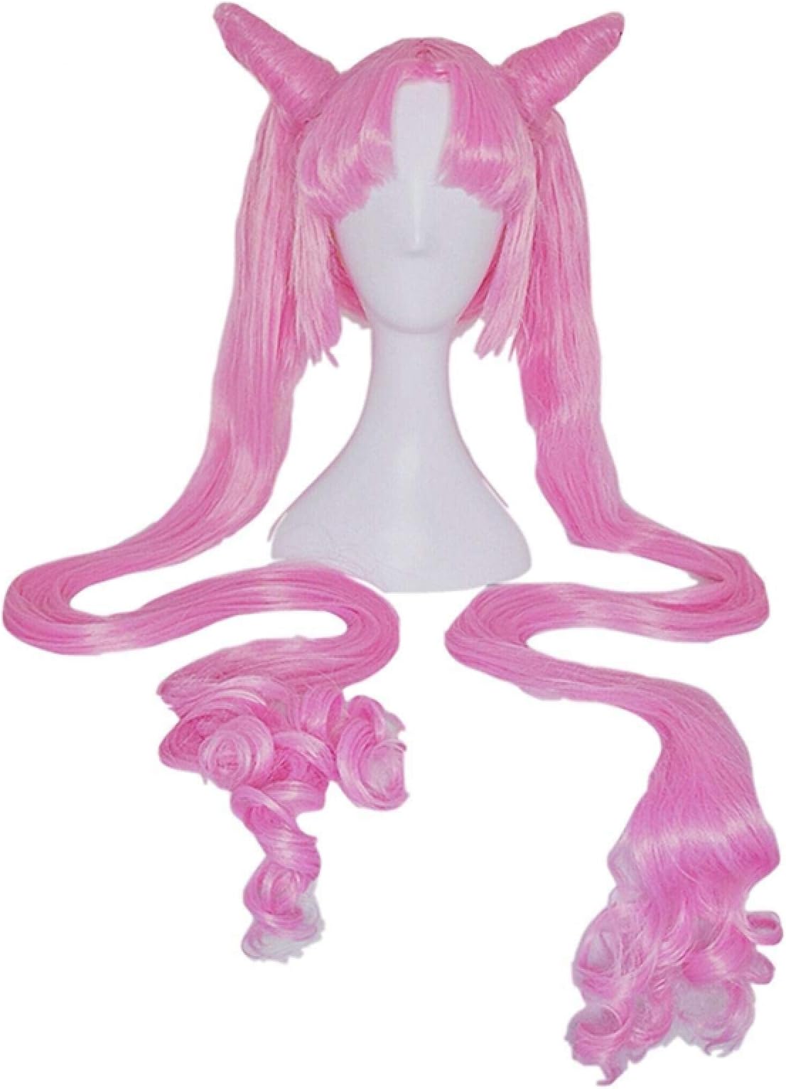WHBHDWHBHD Sailor Moon Chibi Usa Cosplay Wigs Long Pink Cosplay Wigs with Buns Halloween Heat Resistant Synthetic Hair